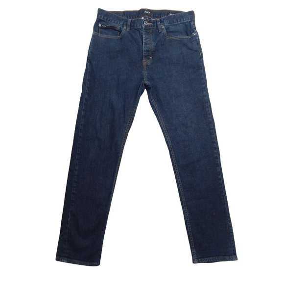RVCA Men's Button Fly Straight Cut Dark Wash Jeans SIze 33/28 - Picture 1 of 10